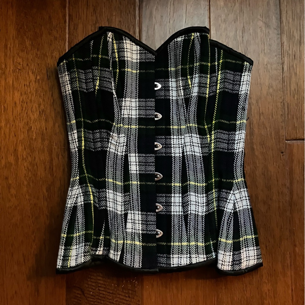 Orchard Corset Overbust CS-511 in Green tartan Plaid size 22 waist